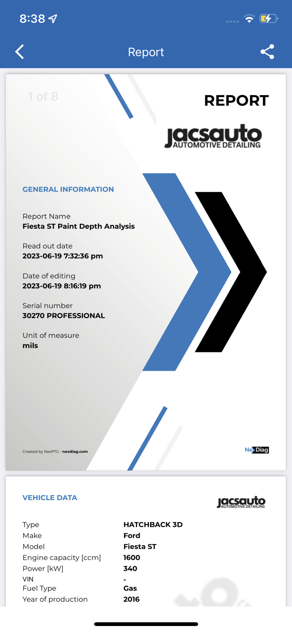 Paint Depth Analysis - Printout