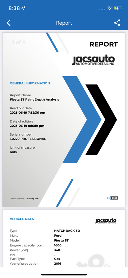 Paint Depth Analysis - Printout